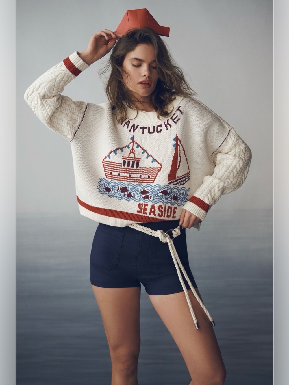 NWT Maeve Graphic Cable-Knit Sweater with Nautical Charm Nantucket New England - Picture 5 of 13
